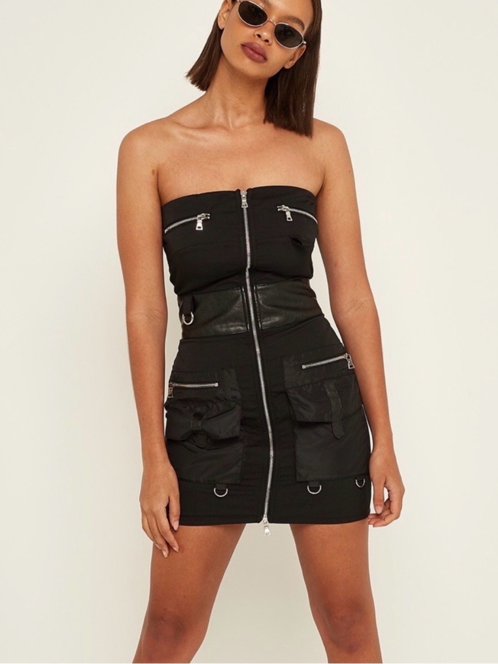 I.AM.GIA Cursa Black Mini Strapless Dress Size Small Punk Gothic Hardware Detail